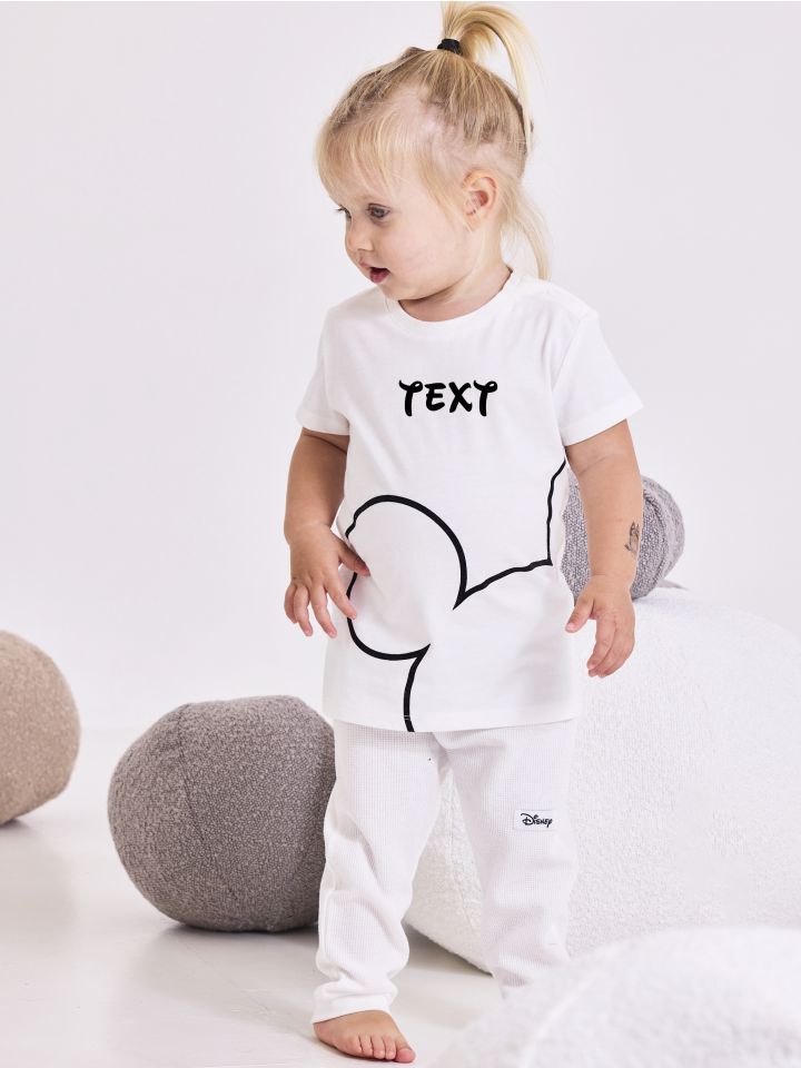 סט פיג’מה יוניסקס עם כיתוב אישי MICKEY