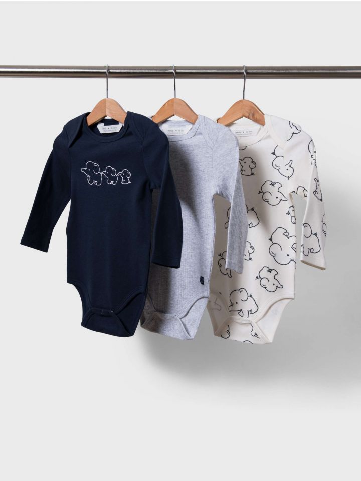 מארז 3 בגדי גוף ארוכים דקים ריב