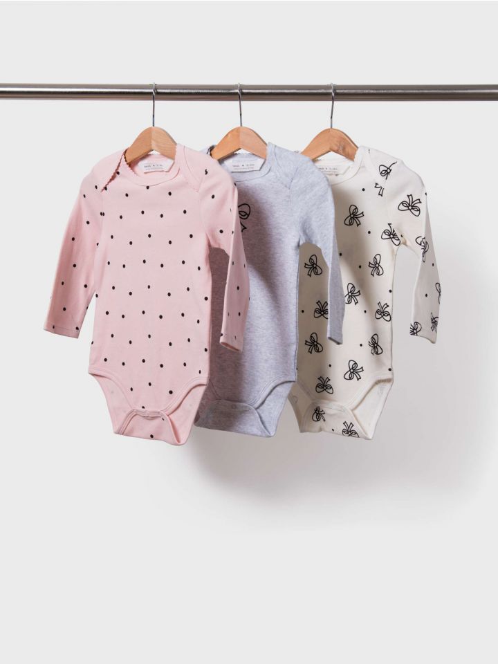 מארז 3 בגדי גוף ארוכים דקים ריב