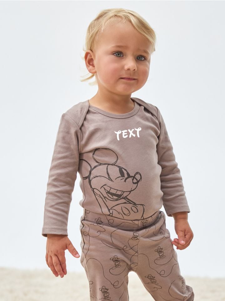 סט פיג’מה ארוכה עם כיתוב אישי MICKEY