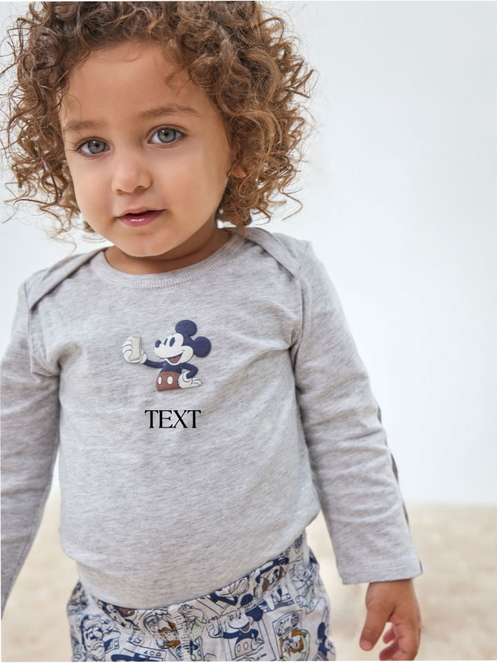 סט פיג’מה ארוכה עם כיתוב אישי MICKEY
