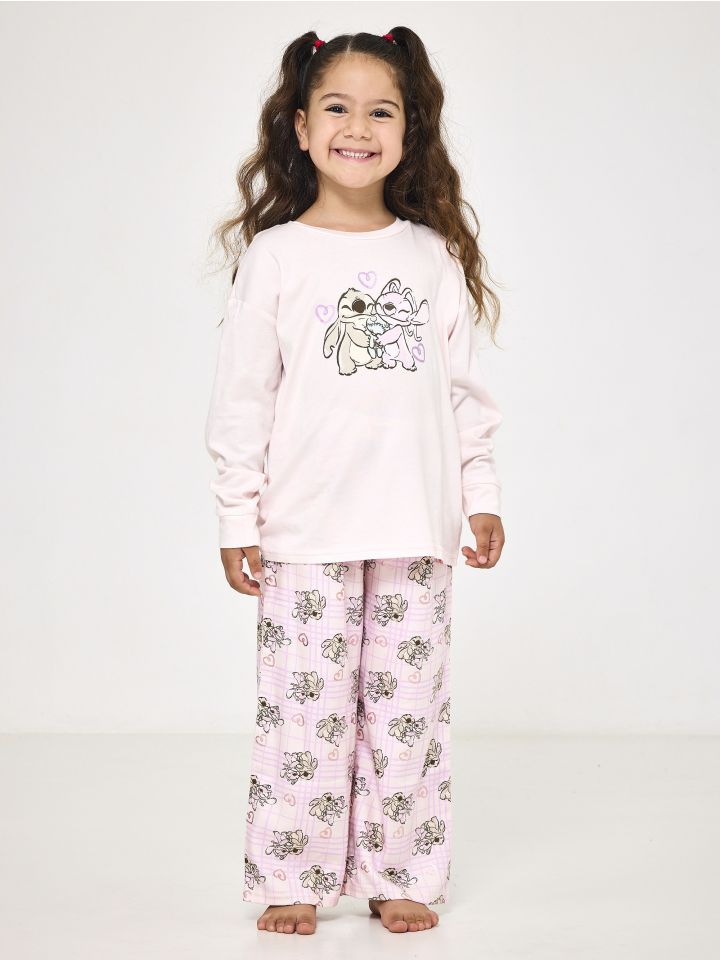 סט פיג’מה ארוכה פלנל STITCH & ANGEL