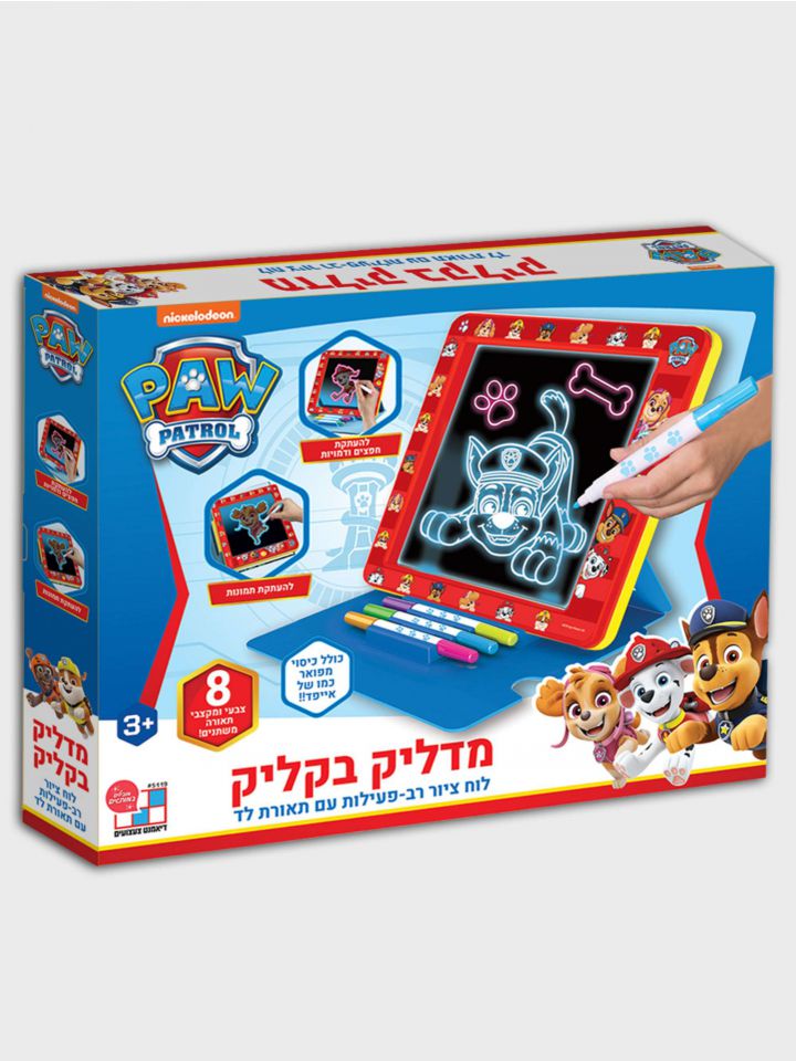 לוח ציור עם תאורת לד וטושים PAW PATROL