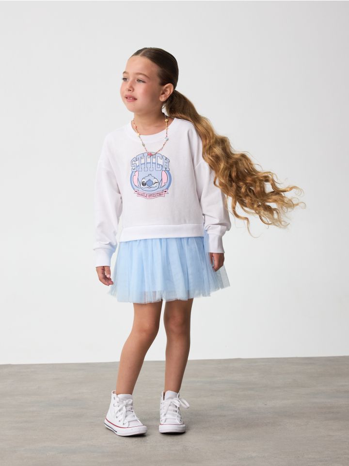 שמלה מסתובבת שרוול ארוך פרנץ’ טרי STITCH