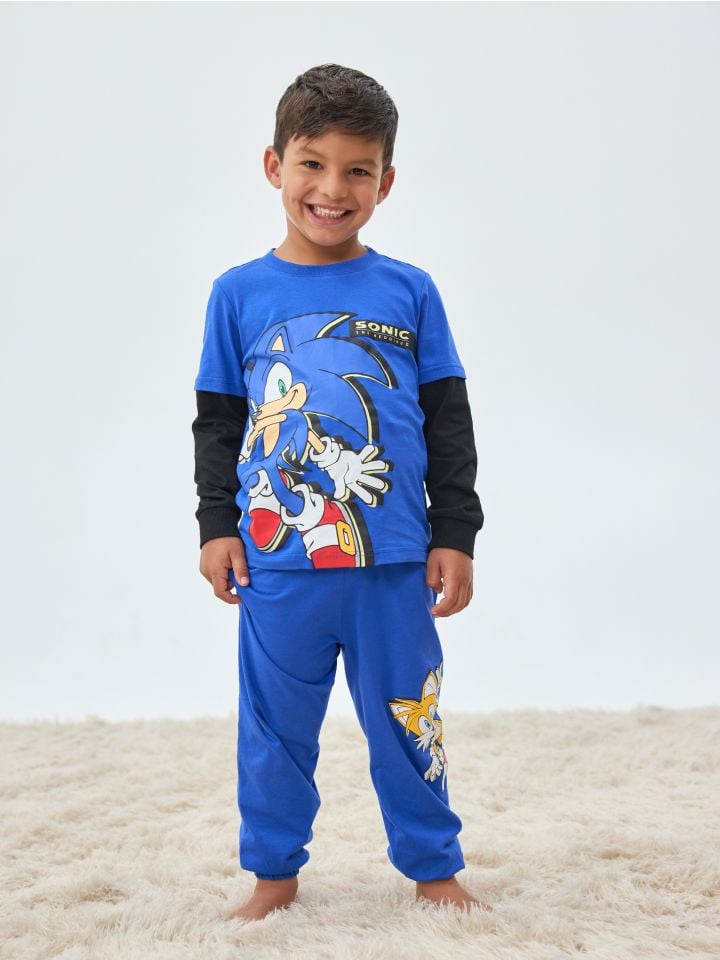 סט פיג’מה ארוכה דקה SONIC
