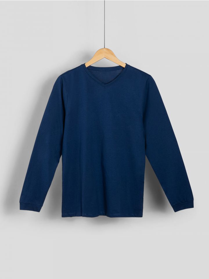 חולצה ארוכה צווארון וי לבנים