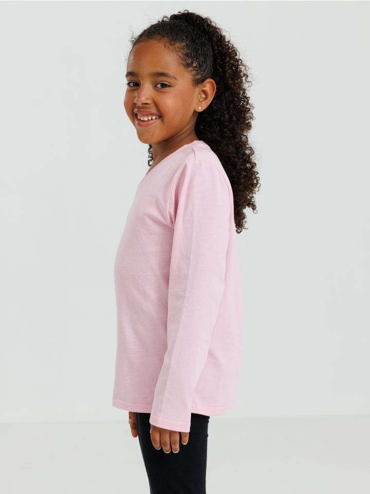 חולצה ארוכה צווארון וי לבנות