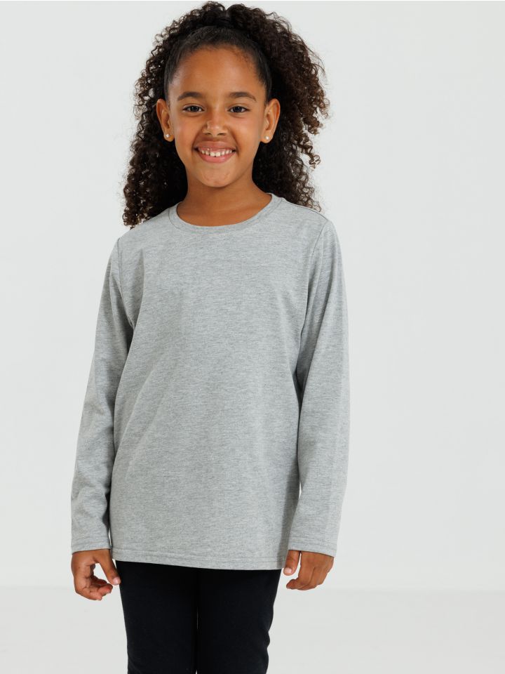 חולצה ארוכה צווארון עגול לבנות