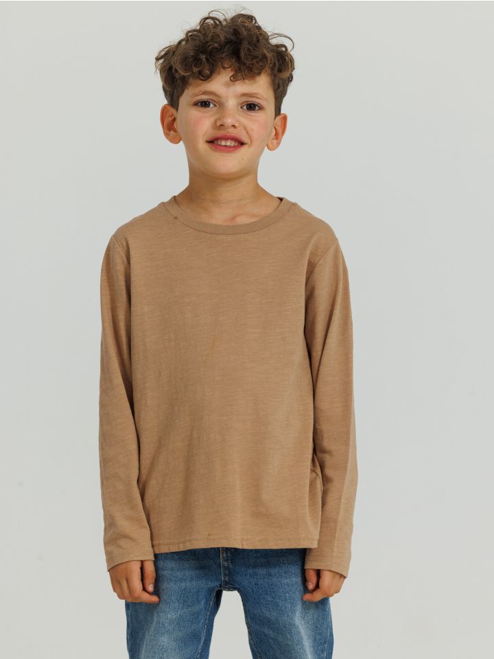 חולצת סלאב ארוכה צווארון עגול לבנים