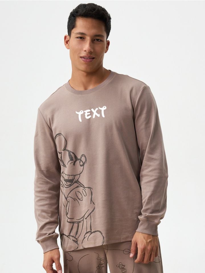 סט פיג’מה ארוכה דקה עם כיתוב אישי MICKEY