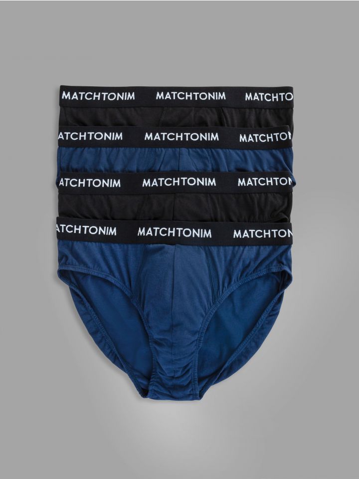 מארז 4 תחתוני מיני סליפ, גומי לוגו Matchtonim cool cotton