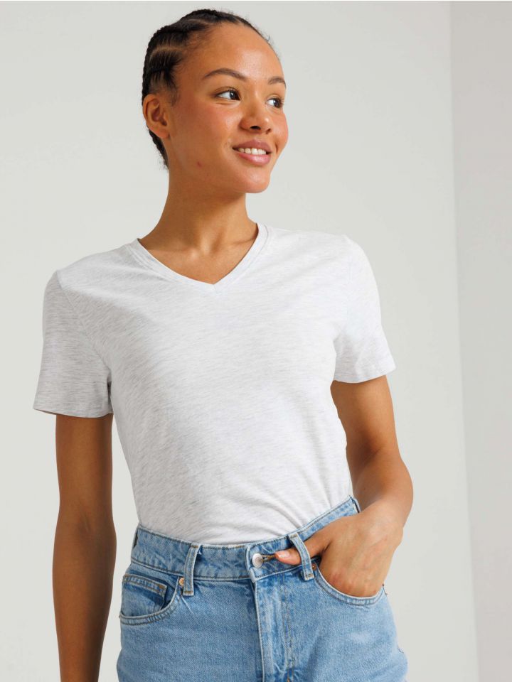 חולצה קצרה צווארון וי לנערות