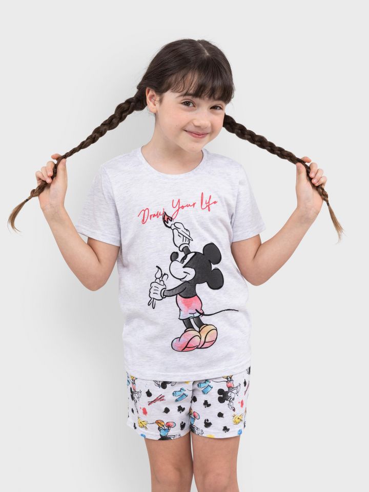 סט פיג’מה קצרה MICKEY GRAFFITI