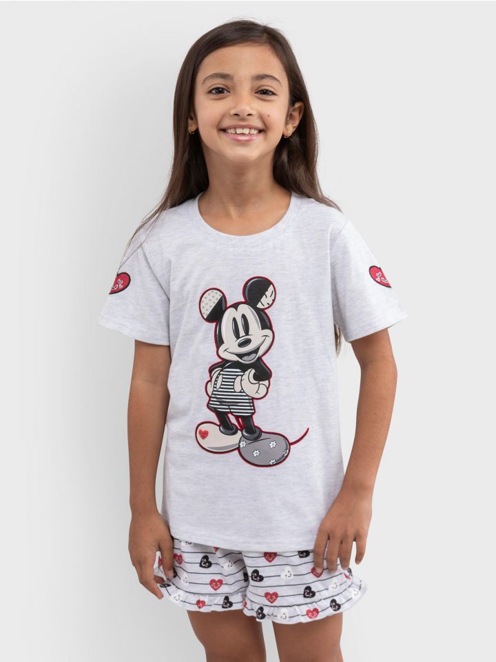 סט פיג’מה קצרה MICKEY HEARTS