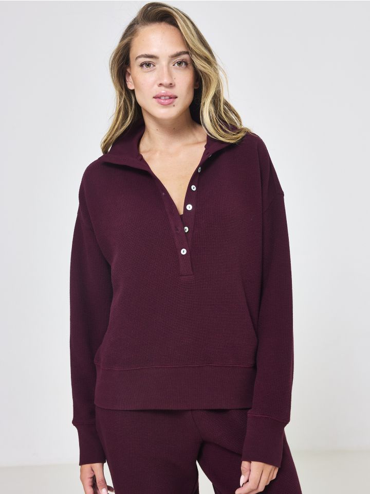 סריג וופל חצי מכופתר