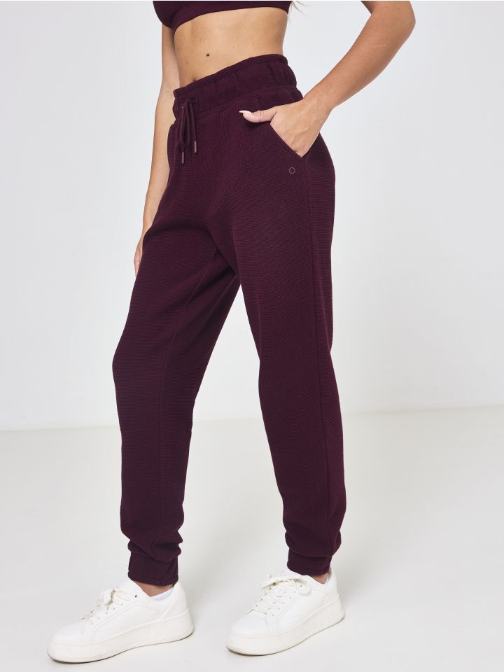 מכנסי וופל ארוכים דקים עם כיסים