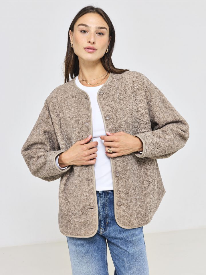 ג’קט עם כפתורים ובטנת פליז SHERPA