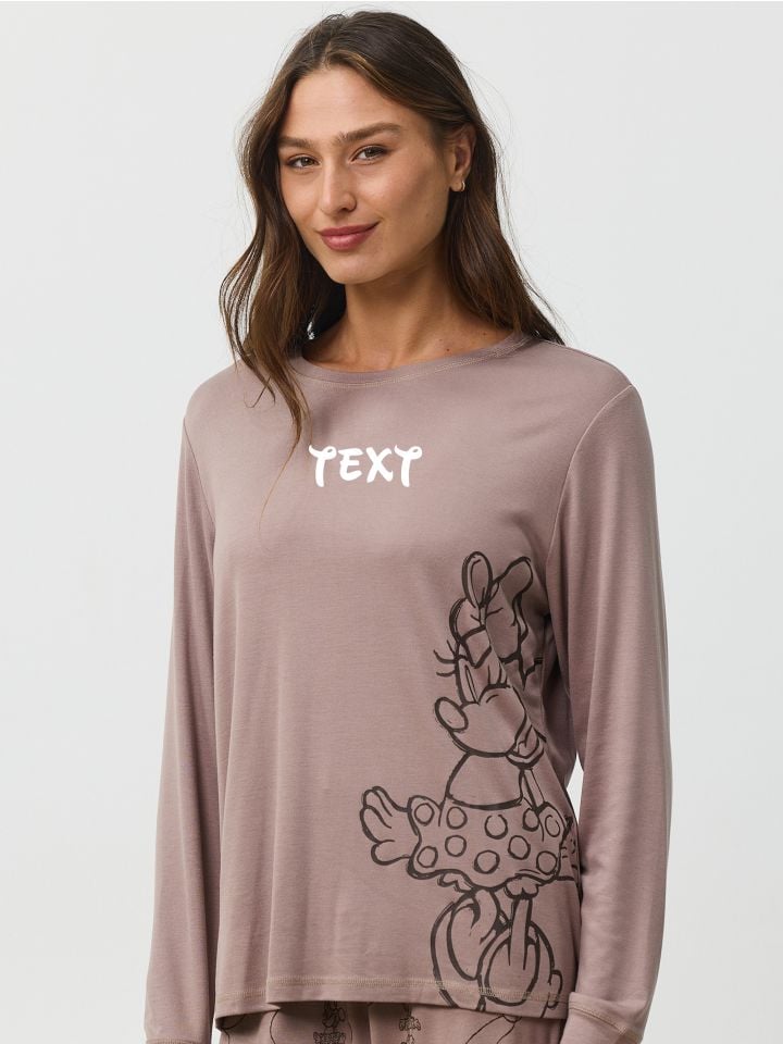 סט פיג’מה ארוכה דקה עם כיתוב אישי MINNIE