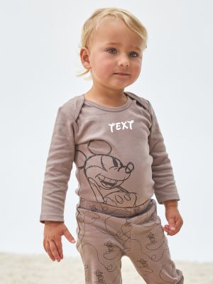סט פיג’מה ארוכה עם כיתוב אישי MICKEY