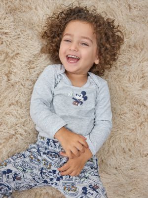 סט פיג’מה ארוכה דקה עם כיתוב אישי MICKEY