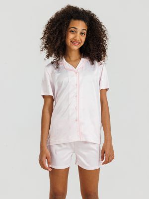 סט פיג’מה מכופתרת סאטן