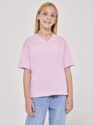 חולצת קצרה וי בשילוב בד רשת