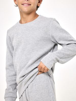 סט פיג’מה ארוכה וופל