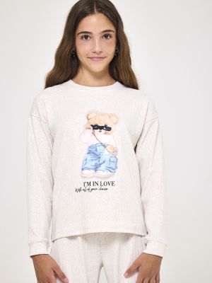 סט פיג’מה ארוכה ריב TEDDY