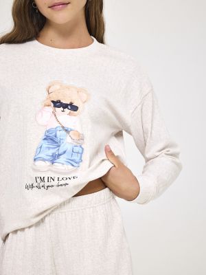 סט פיג’מה ארוכה ריב TEDDY