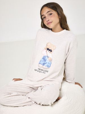 סט פיג’מה ארוכה ריב TEDDY