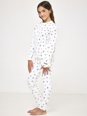 סט פיג’מה ריב עם גומיות לשיער FLOWERS