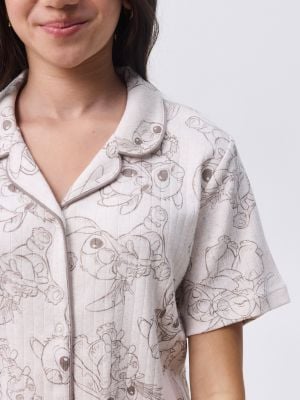 סט פיג’מה קצרה מכופתרת STITCH
