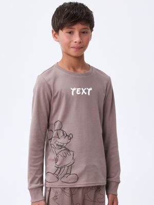 סט פיג’מה ארוכה דקה עם כיתוב אישי MICKEY