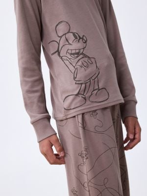 סט פיג’מה ארוכה דקה עם כיתוב אישי MICKEY