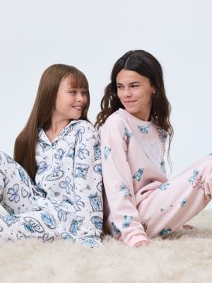 סט פיג’מה מכופתרת פלנל STITCH