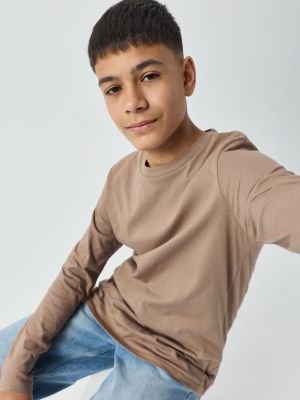 חולצה ארוכה צווארון עגול לבנים