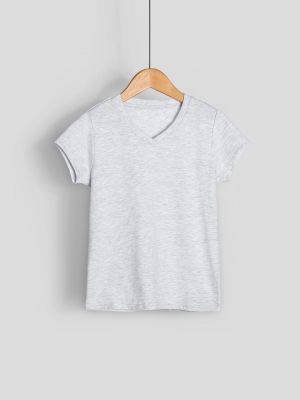 חולצה קצרה צווארון וי לבנות