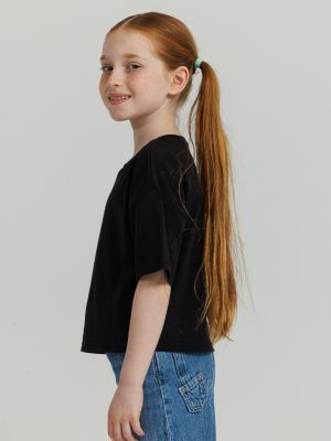 חולצת קרופ קצרה צווארון עגול