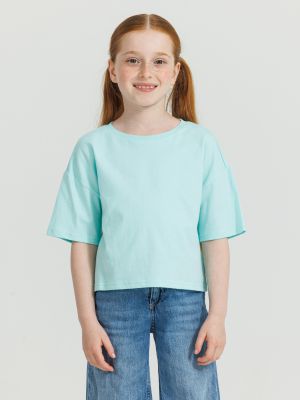 חולצת קרופ קצרה צווארון עגול