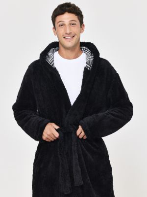 חלוק פליז עם קפוצ’ון פלנל