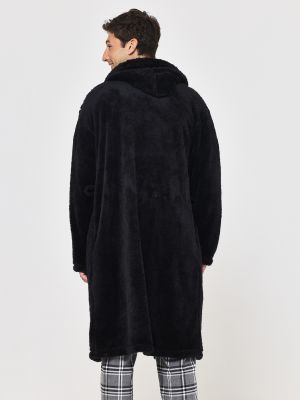 חלוק פליז עם קפוצ’ון פלנל