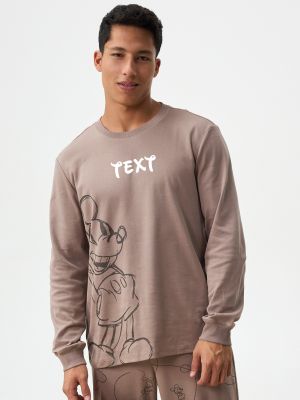 סט פיג’מה ארוכה דקה עם כיתוב אישי MICKEY
