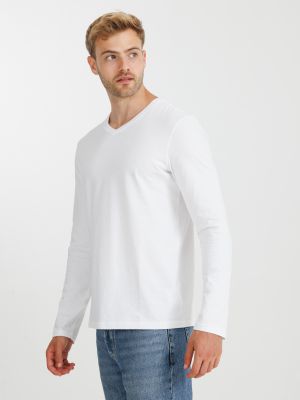 חולצה ארוכה דקה צווארון וי 100% כותנה מנדפת זיעה