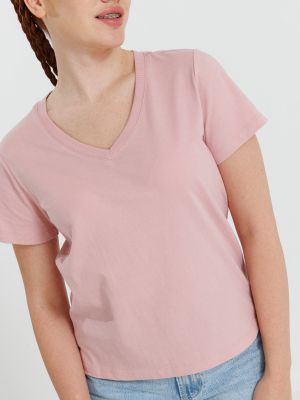 חולצת טישירט קצרה צווארון וי לנערות