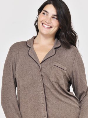 סט פיג’מה מכופתרת ריב מודל