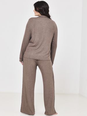 סט פיג’מה מכופתרת ריב מודל