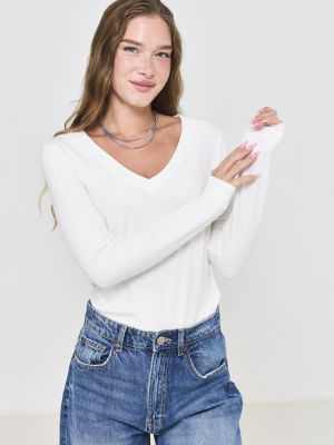 חולצה ארוכה צווארון וי