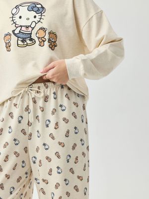 סט פיג’מה ארוכה פרנץ’ טרי HELLO KITTY