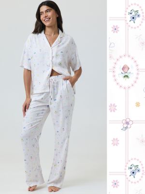 סט פיג’מה מכופתרת FLORAL