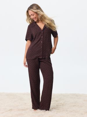 סט פיג’מה מכופתרת LEOPARD